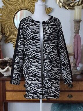 Minus Anthropologie Zebra-Print Open Front Coat - Black & White